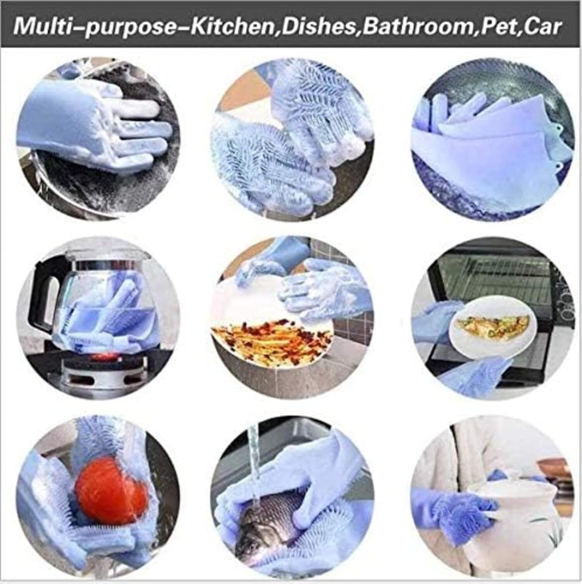 UrbanBite Hand Gloves for Kitchen Cleaning dish Washing Gloves Silicone Dishwashing Hands Vessel dishwasher wash utensil For Women Men House essentials for Bathroom Cleaning Pet Hair Care Car Washing - Image 4