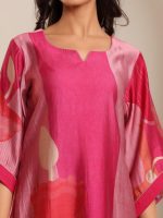 Varanga Women Fuchsia Pink Abstract Printed Straight Kurta with Trousers – Stylish Ethnic Set - Image 5