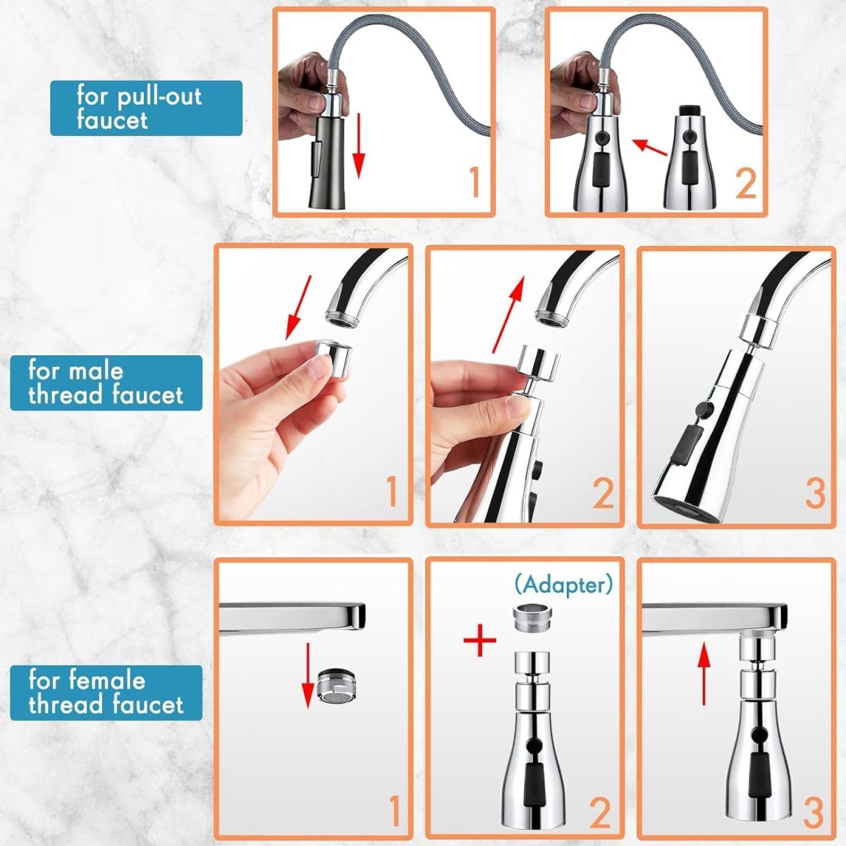 Nubilous Tap Extender for Kitchen Sink, Flexible Faucet with Tap Extension for Convenient Use Upgrade Your Kitchen Sink with Flexible Tap for Easy Access - Image 4