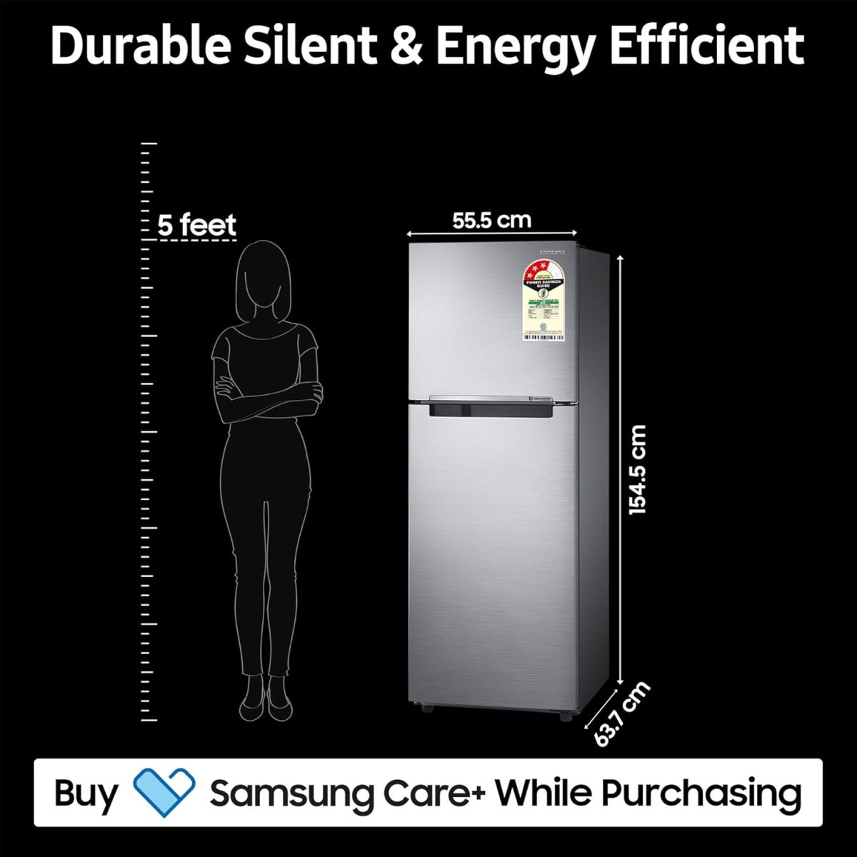 Samsung 236 L, 3 Star, Digital Inverter, Frost Free Double Door Refrigerator (RT28C3053S8/HL, Silver, Elegant Inox) - Image 5