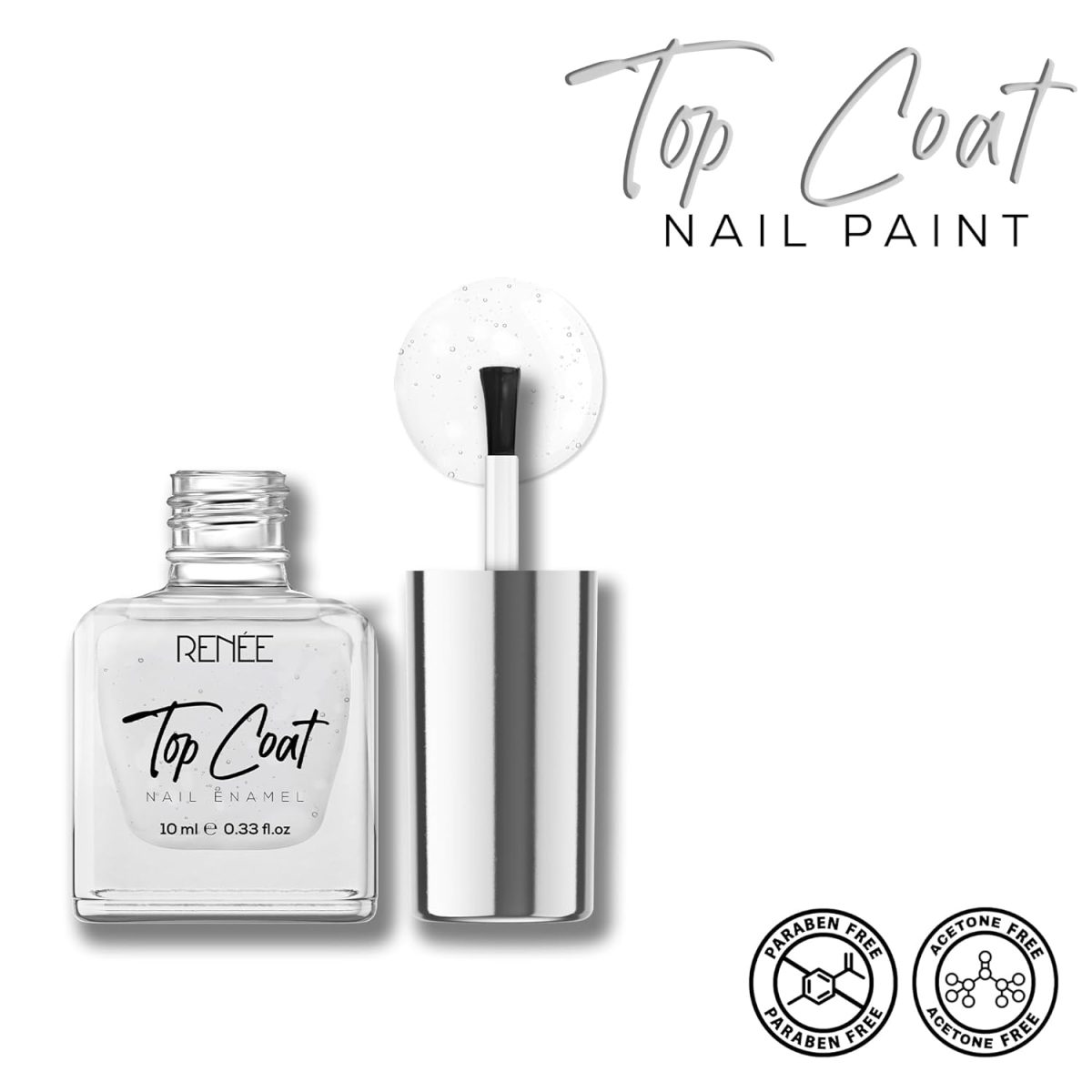 RENEE Top Coat Glossy Finish Nail Enamel, Quick Drying, Long Lasting, Chip Resisting Formula With High Shine & Full Coverage, One Stroke Application, Translucent Layer, 10 Ml - Image 5
