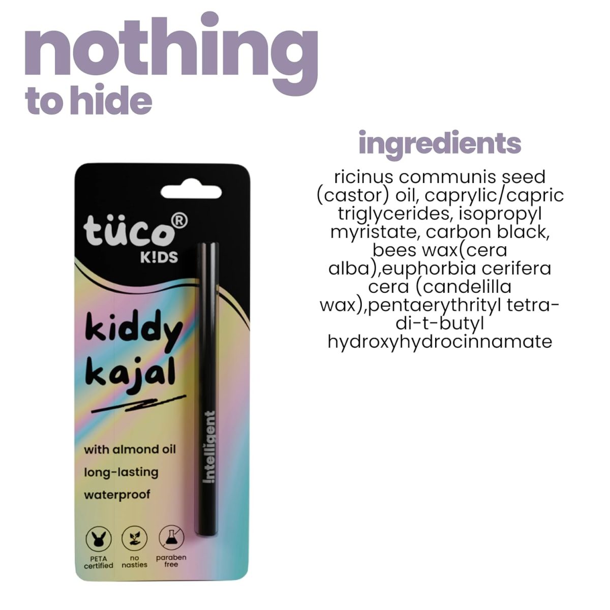 TuCo Kids Matte Kajal With Castor Oil & Almond | Safe Kajal For Babies | Water-Proof, Preservative-Free & 100% Lead-Free | No Added Harmful Chemicals, Black - Image 6