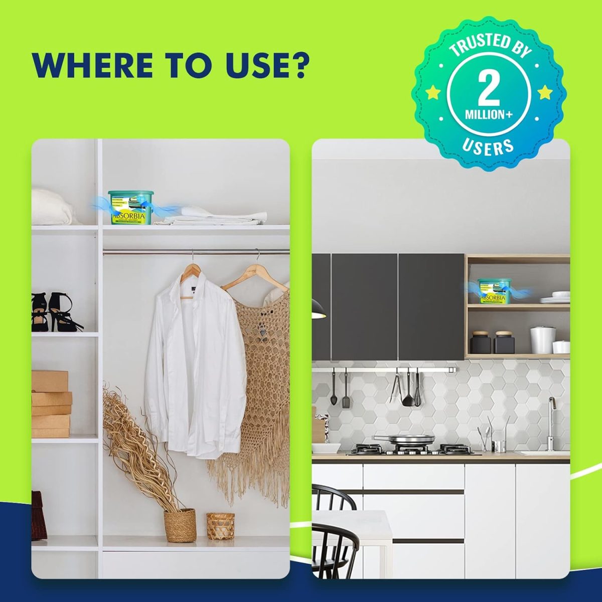 Absorbia Moisture Absorber | Classic Pack of 6 (600ml Each) | Moisture Absorber for Wardrobe | Dehumidifier for Room Moisture | Air Freshener for Room, Toilet | Compact Size | Moisture Absorbers - Image 3