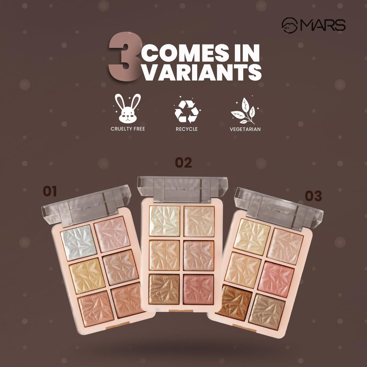 MARS Glowzilla 6 Colour Highlighter Palette | Ultra Blendable & Long Lasting | Blinding Glow (12.0gm) (Shade-02) - Image 4