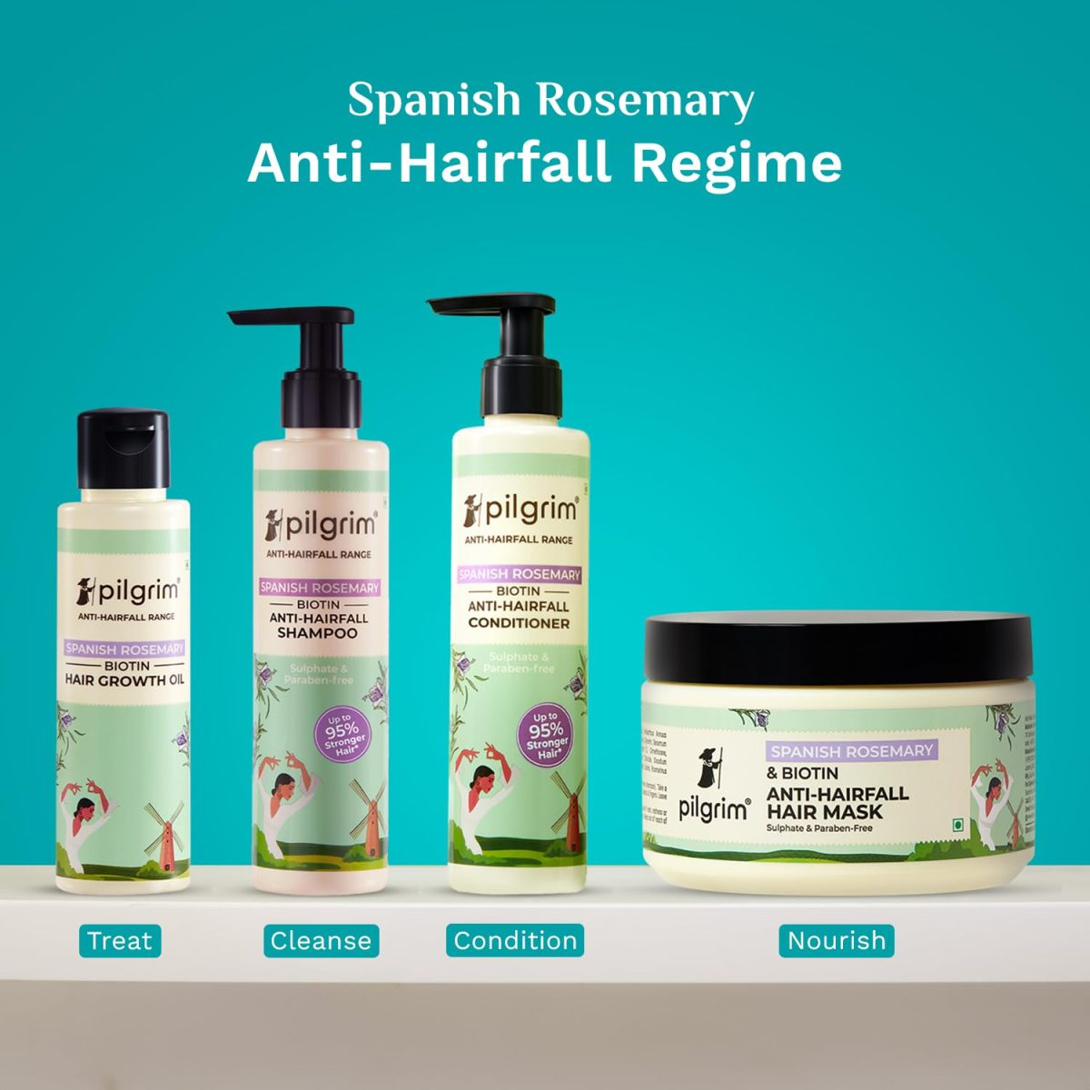 Pilgrim Spanish Rosemary & Biotin Anti Hairfall Shampoo for Reducing Hair Loss & Breakage 200ml | Rosemary shampoo for hair growth | Upto 95% stronger hairs | For all hair types | For Men & Women - Image 7