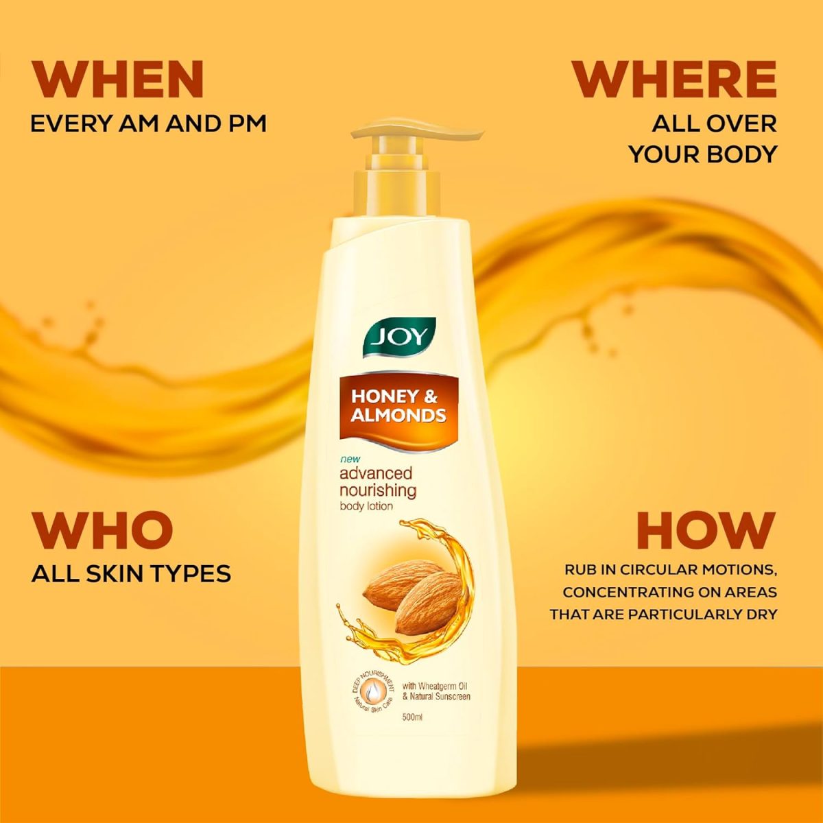 Joy Honey & Almonds Advanced Nourishing Lightweight Body Lotion 750ml | Enriched With Shea Butter | Summer Lotion With Natural Sunscreen Filters | Suitable for Normal to Dry Skin - Image 6