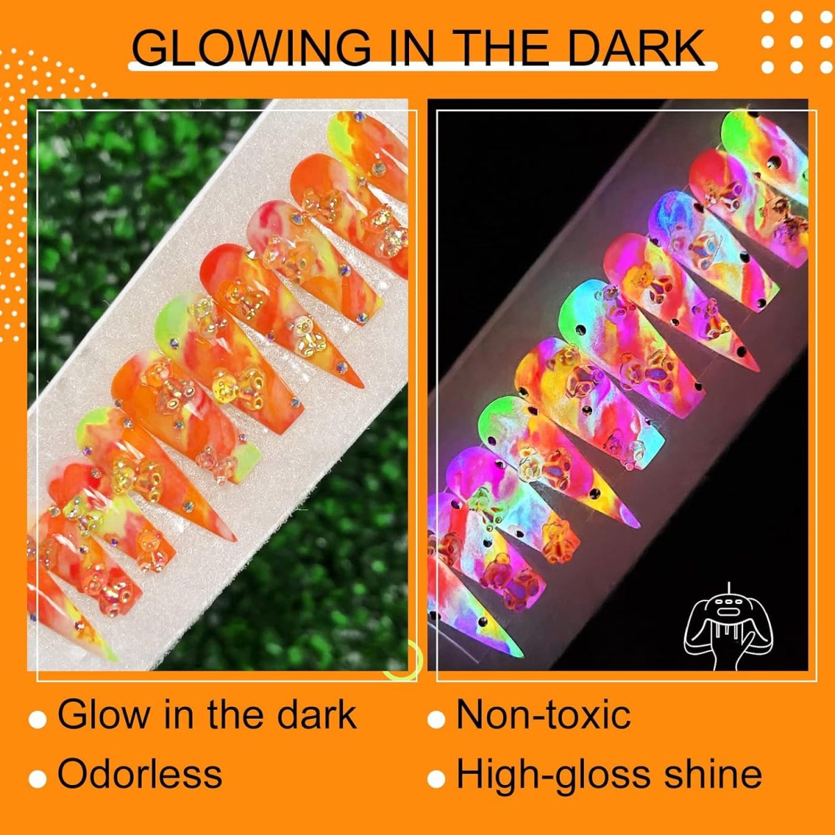 THR3E STROKES Gel Nail Polish Neon Gel Nail Polish Set Fluorescent Gel Polish Luminous Glow in Dark Gel Polish Orange Hot Pink Blue Yellow Green Purple Vibrant Spring Summer Gel Polish 7ML (UV/LED LIGHT REQUIRED) - Image 3