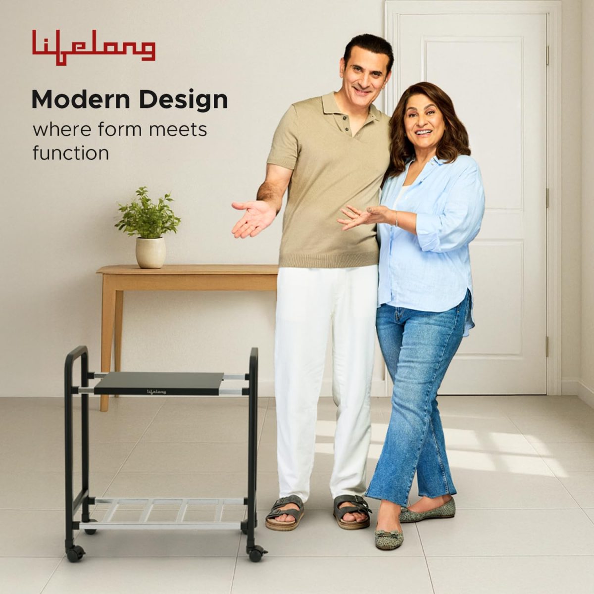 Lifelong Single Battery Inverter UPS Trolley Stand | Sturdy, Compact & Portable Design | Rust Resistant Inverter Stand for Home with Lockable Wheels | Inventer Cabinent Box, Supports Upto 80 KG - Image 2