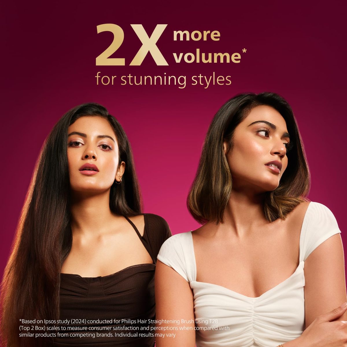 Philips Hair Straightener Brush - Naturally Straight Hair in 5mins, 5X Better Frizz Free Hair I Style with 2X More Volume | Shiny and Smooth Hair I No Scalp Burns | ThermoProtect Technology I Keratin Bristles I 2 Temperature settings | BHH880/10 - Image 3