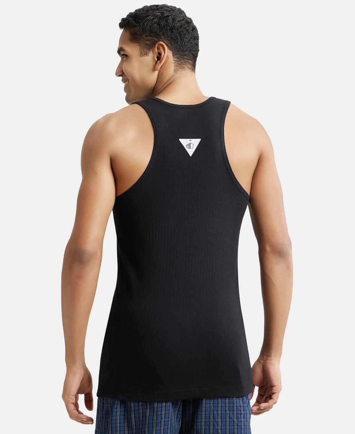 Jockey 9922 Men's Super Combed Cotton Rib Slim Fit Racer Back Styling Round Neck Gym Vest - Image 3