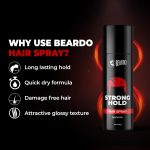 BEARDO Strong Hold Hair Spray, 192 Ml, Hair Spray For Men, Hair Styling, Hair Setting Spray, Hair Fixing Spray, Strong Hold, Natural Shine, Pack of 1 - Image 3