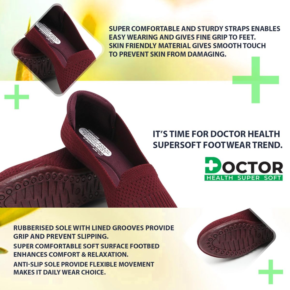 DOCTOR HEALTH SUPER Knitted Comfortable Stylish Classy Ballerina | Premium Flat Jutis Bellies | Non Slip Lightweight Shoes Bellies For Women | Dailywear Slip-On Flat Jutis | Trendy Women Jutis Bellies - Image 6