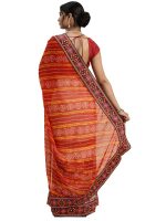KAVINDI Women's Georgette Half & Half Bandhani Printed Saree With Unstitched Blouse - Image 2
