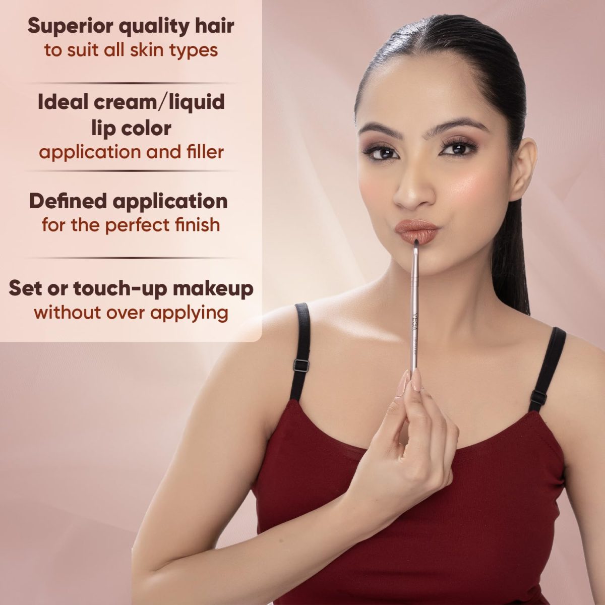 VEGA Lip Filler Makeup Brush with Wooden Handle, Lip Brush for Flawless Finish, Lipstick (MBN-13) - Image 4