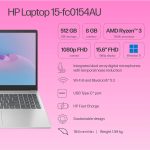 HP 15, AMD Ryzen 3 7320U Laptop (8GB LPDDR5, 512GB SSD) Anti-Glare, Micro-Edge, 15.6"/39.6cm,FHD, Win 11, Silver, 1.59kg, AMD Radeon Graphics, 1080p HD Camera, fc0154AU - Image 11