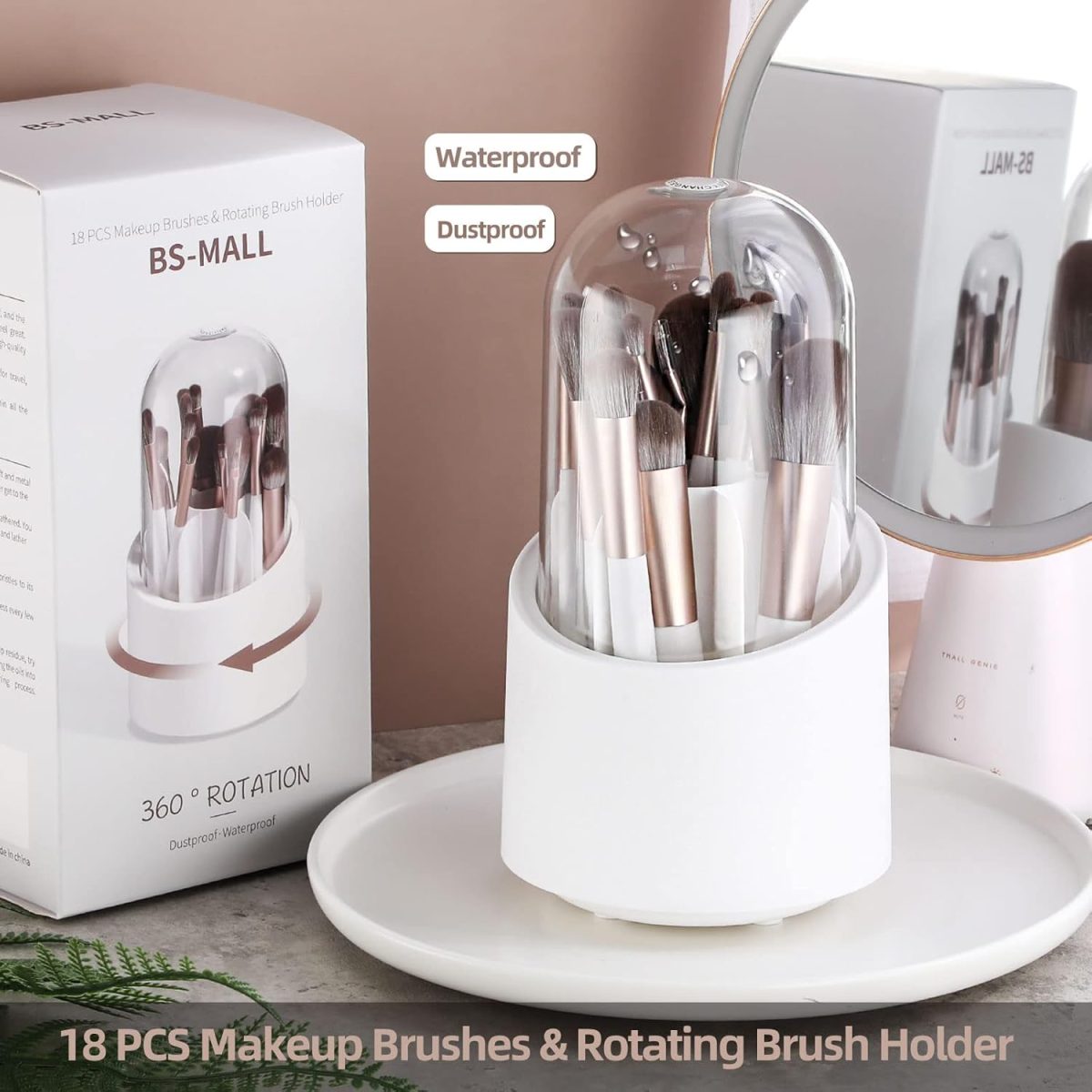 BS-MALL Makeup Brushes18 Pcs Premium Synthetic Powder Foundation Blush Contour Concealers Lip Brushes with Brush Holder Package for Gift （White) - Image 3