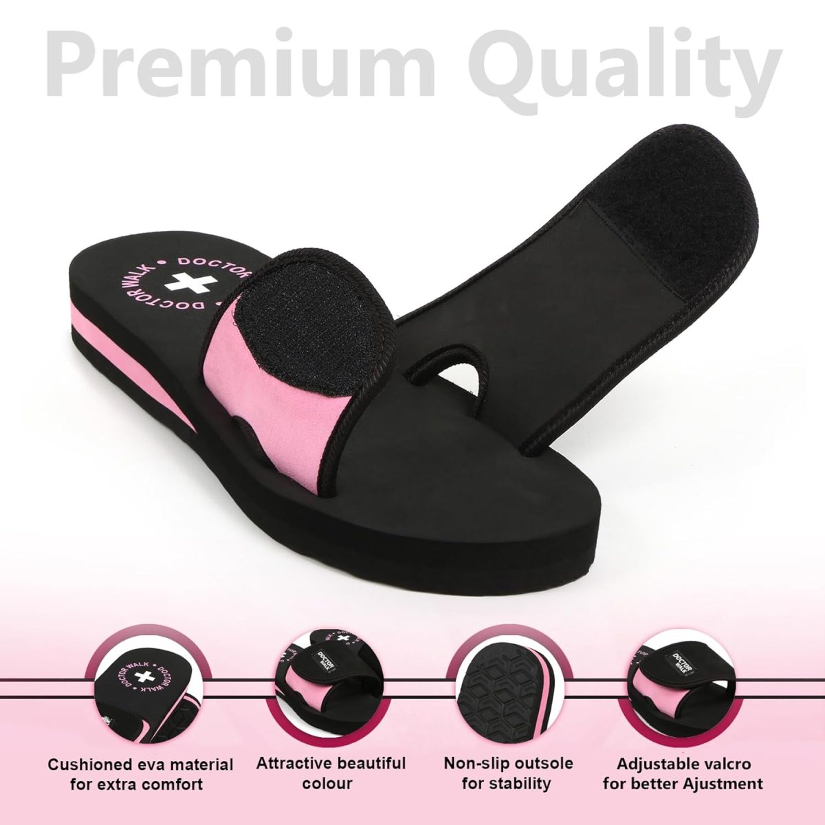 Doctor Walk Flip Flop for Women | Soft Comfortable | Breathable | Fashionable | Stylish | Trendy | Super soft | Lightweight | Anti-Slip Sole | Indoor & Outdoor | (DW-029)(Pink) - Image 3