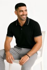 Raptor Brothers Jacquard Collar t Shirts for Man Half Sleeves Polo Collar T Shirt Plain Regular Fit Solid Black T Shirt White Tipped Polo Collar Tshirt for Men (S,M,L,XL,XXL) - Image 7