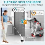 DADLM® Electric Spin Scrubber,Cleaning Brush Scrubber for Home, 400RPM/Mins-9 Replaceable Brush Heads-90Mins Work Time,Adjustable Size,2 Adjustable Speeds for Bathroom Shower Bathtub Glass Car (1) - Image 5