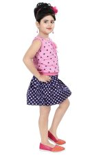 Chandrika Girl's Self Design Knee Length Sleeveless Top and Skirt Set - Image 2