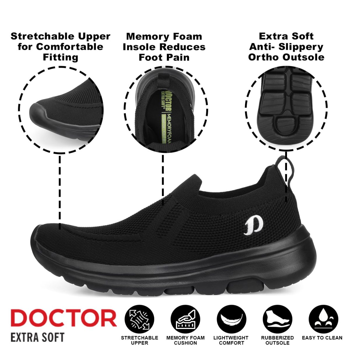 DOCTOR EXTRA SOFT Men's Sports Shoes with Memory Foam Cushioned Insole| Running Walking Gym Training Jogging Athletics| Comfortable & Stylish| Casual & Lightweight|Slipon Sneaker Gent's & Boy's ART-2008 - Image 2