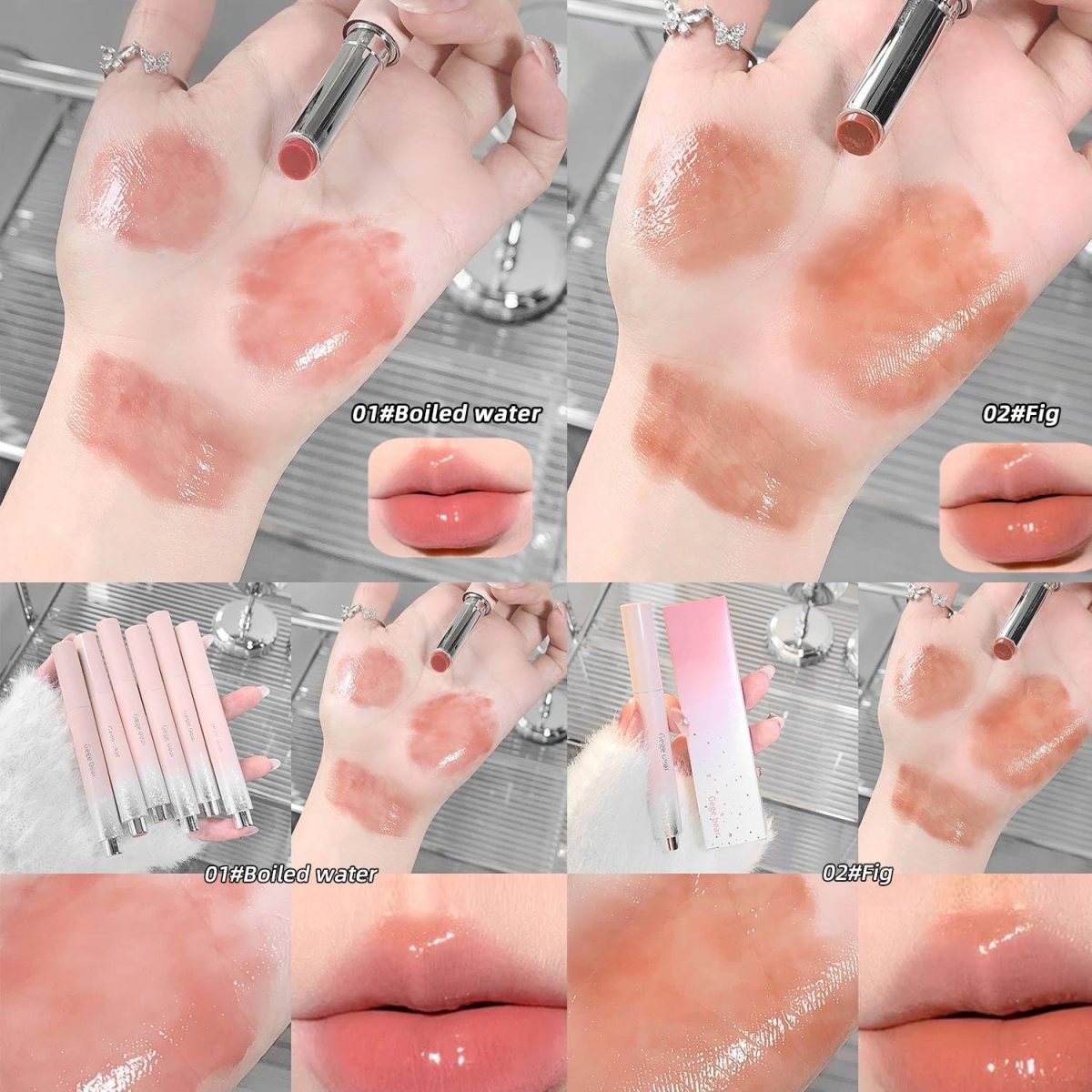 Gege Bear Moisturizing Solid Lip Gloss Set | High-Pigment Gloss Stick with Glossy Finish | Luxury Glossy Lipstick with Rich Color & Hydration | Nourishing Lip Balm Texture Meets Vibrant Lipstick Color (03# Cuckoo, 2g) - Image 2