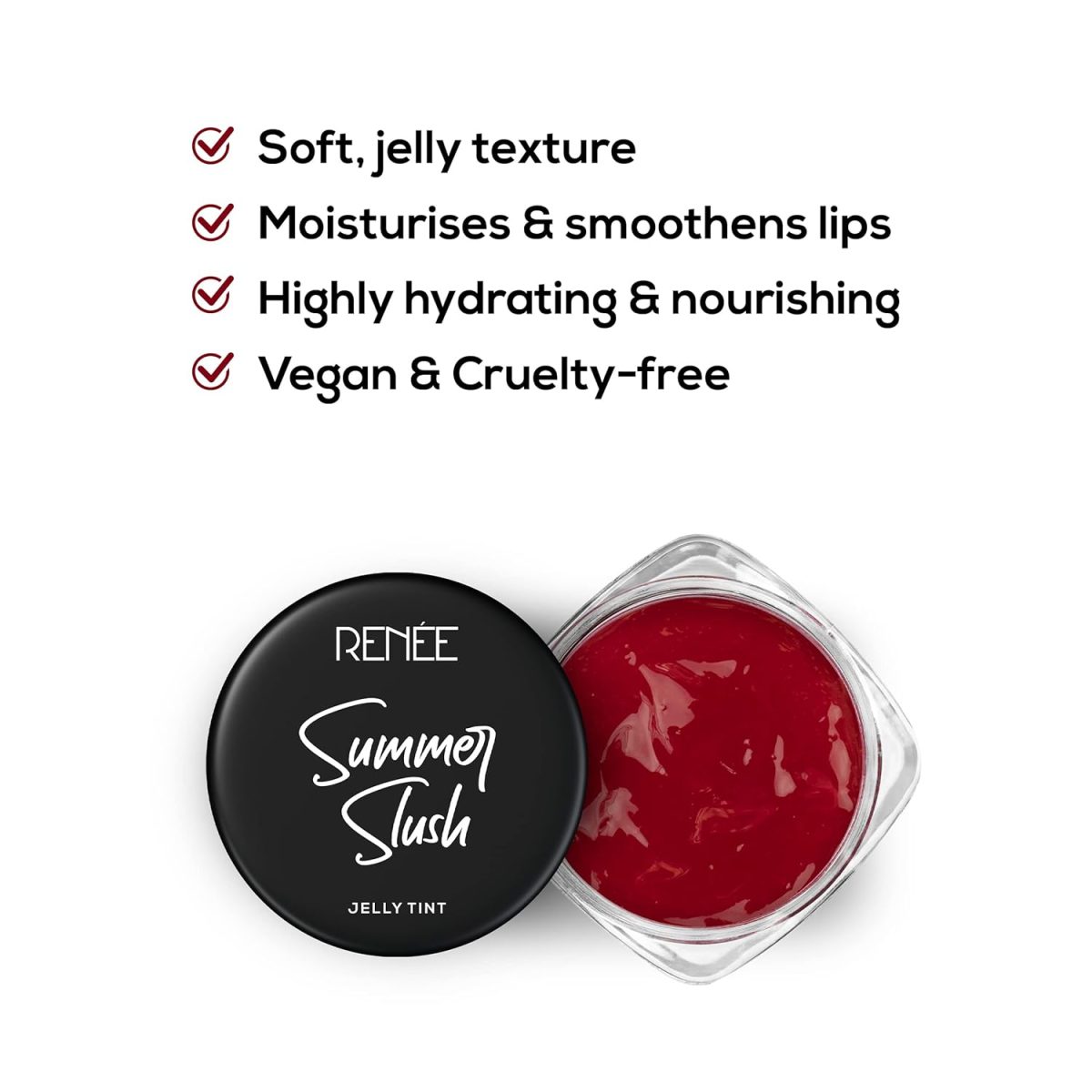 RENEE Summer Slush Jelly Tint Juicy Strawberry 13gm| For Lips & Cheeks| Enriched with Natural Fruit Extracts| Keeps Lips Soft & Hydrated| Cruelty Free - Image 3