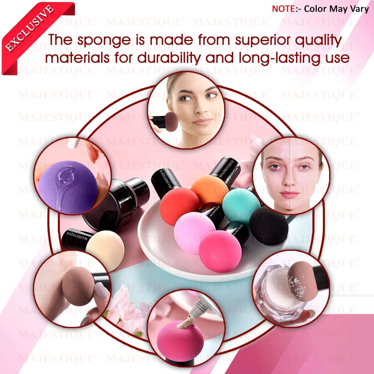 Majestique Blender Beauty Foundation Sponge | Mushroom Blender with Handle Case | Dual-use Cosmetic Sponge for Dry/Wet Application | Makeup Sponge - Color May Vary - Image 7