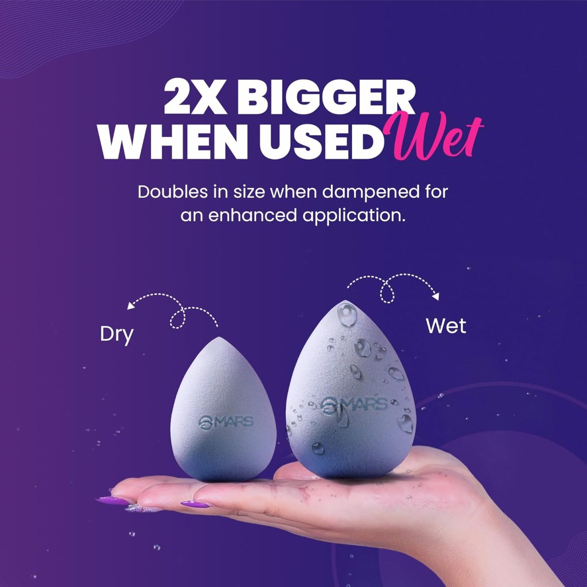 MARS Microfiber Velvet Beauty Blender for makeup | Less Wet & Dry Product Absorption | Premium Makeup Blender Sponge | Super Soft Velvety Texture | Latex Free | Skin Friendly - Image 4