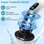 DADLM® Electric Spin Scrubber,Cleaning Brush Scrubber for Home, 400RPM/Mins-9 Replaceable Brush Heads-90Mins Work Time,Adjustable Size,2 Adjustable Speeds for Bathroom Shower Bathtub Glass Car (1) - Image 2