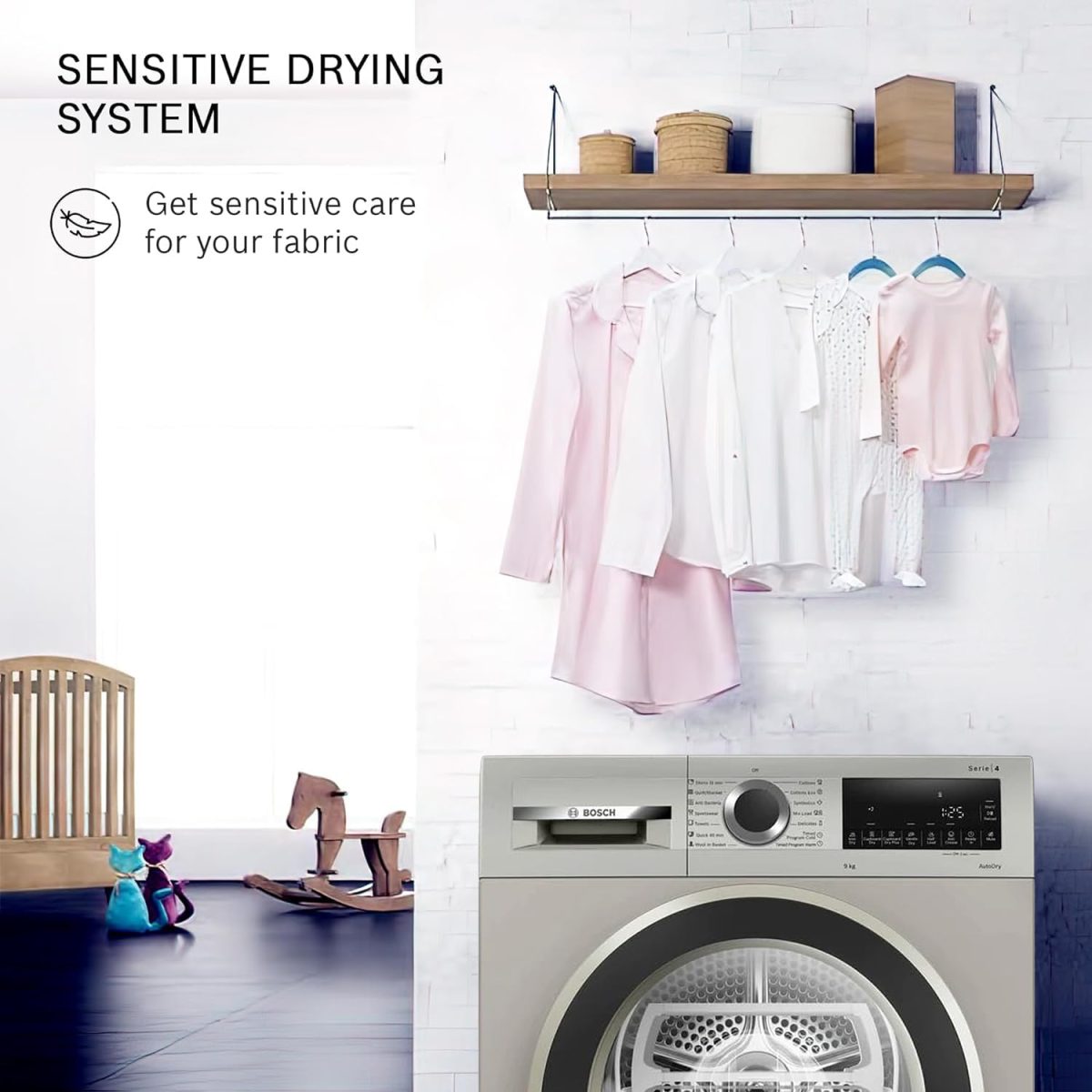 Bosch 9 kg Fully Automatic Front load Condenser Tumble Dryer WPG24108IN, Silver, Inbuilt Heater) - Image 11