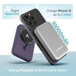 Ambrane MagSafe Wireless 10000mAh Fast Charging Power Bank, Strong Magnet, 22.5W Output for iPhone 12 & Above, Android & Other Qi Enabled Devices + Magnetic Ring (Aerosync Snap, Purple) - Image 5