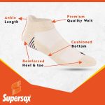 Supersox Ankle Sports Socks for Women, Made With Breathable, Anti Odour & Moisture Absorbent Cotton with Durable Welt & Cushioned Bottom (Pack of 3) - Image 4
