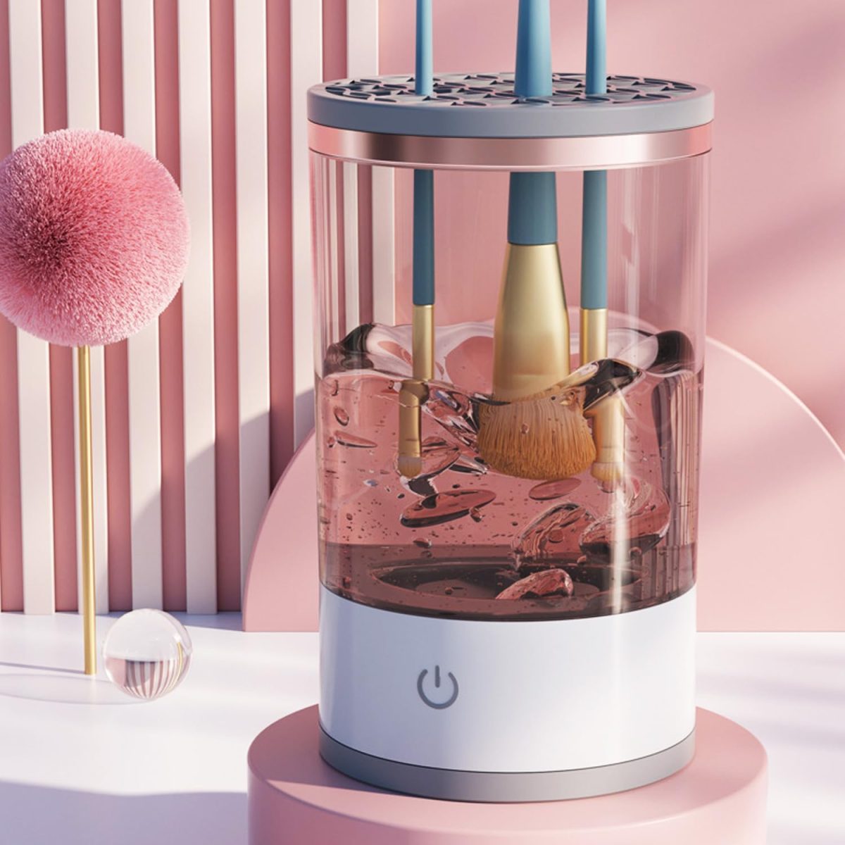 XENGVA Makeup Brush Cleaner, Electric Makeup Brush Cleaning Machine, USB Automatic Spinning Makeup Brush Cleaner for All Size Makeup Brush, Great Gift for Women Girls - Image 4