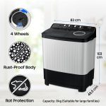 Samsung 8 kg, 5 star, Semi-Automatic Top Load Washing Machine (WT80C4200GG/TL, Air Turbo Drying, Light Gray,) - Image 5
