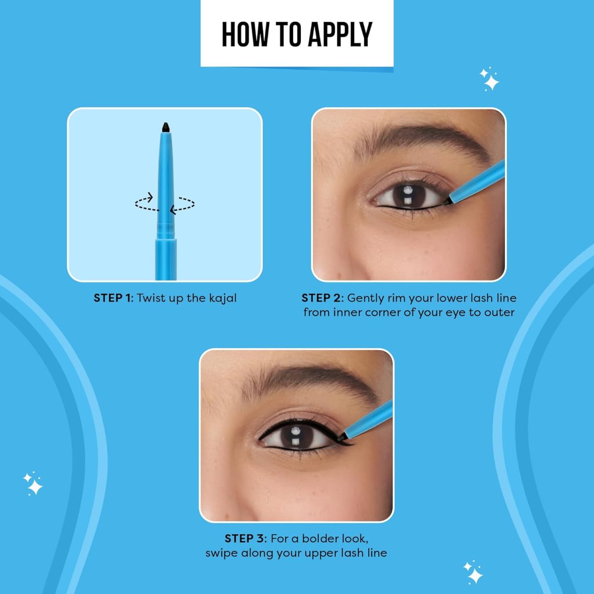 SUGAR POP 24-Hour Waterproof Kajal - Smudge-Proof | Long-Lasting | Transfer-Proof | Highly Pigmented | Sharpener Included | Black - Image 2