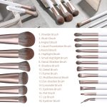 BS-MALL Makeup Brushes18 Pcs Premium Synthetic Powder Foundation Blush Contour Concealers Lip Brushes with Brush Holder Package for Gift （White) - Image 2