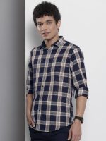 The Indian Garage Co Men's Cotton Regular Fit Checkered Full Sleeves Cutaway Collar Casual Shirt - Image 5