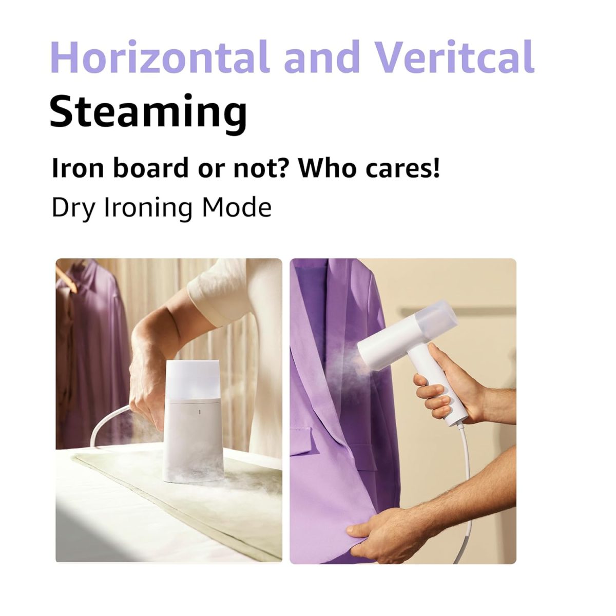 Xiaomi Handheld Garment Steamer, Foldable travel steam iron for clothes, Vertical and Horizontal, Powerful 1300 Watt fast heat up, Kills 99.9%* bacteria, White - Image 5