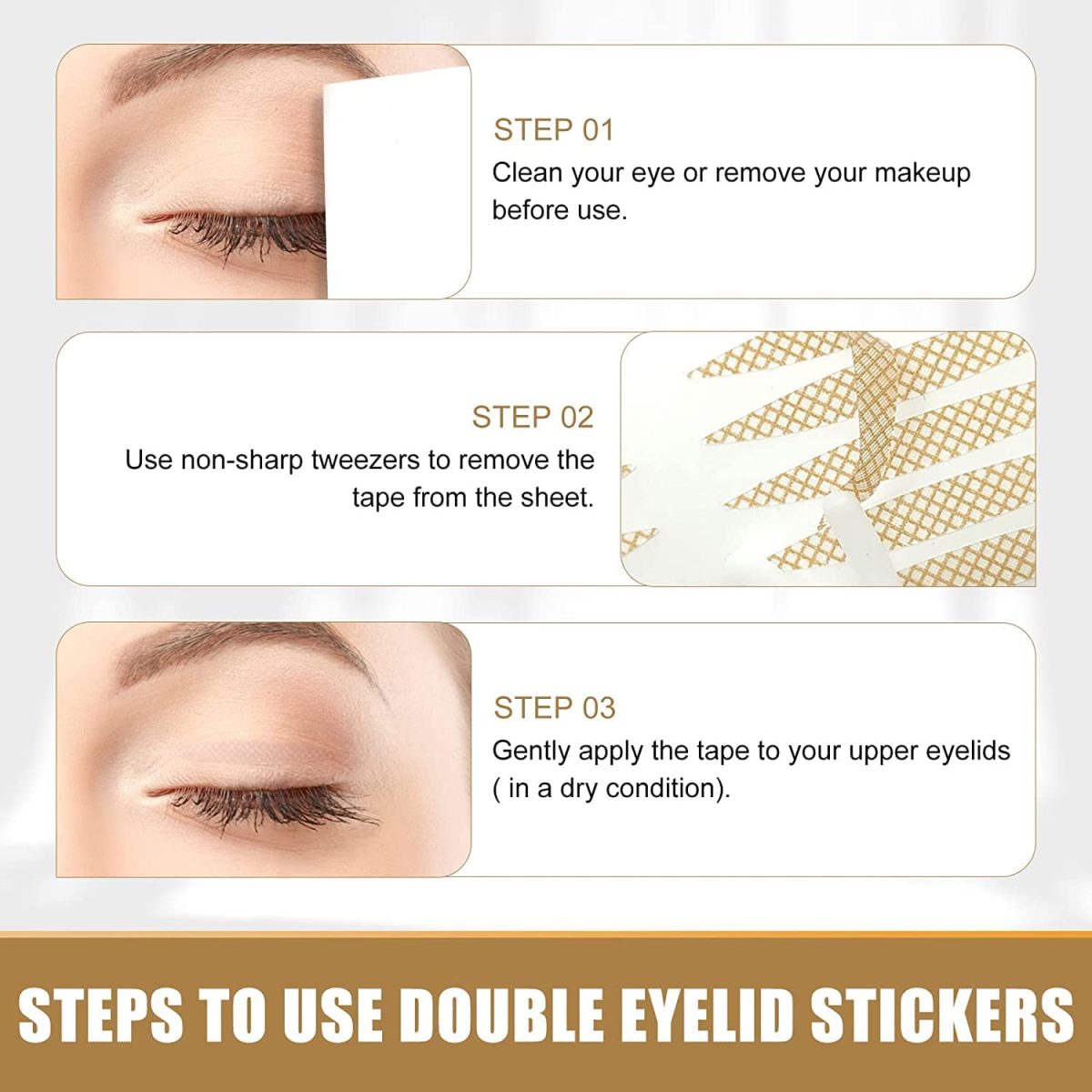 OPTIYORK 600 pair eyelid tape for double eyelid invisible waterproof, eyelid tape for hooded eyes Makeup Eyelid tape tools Sticker Strips with fork - Image 5