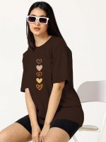 TQH Women's Casual Printed Round Neck, Oversized Longline Drop Shoulder Boho Style T-Shirt - Image 2