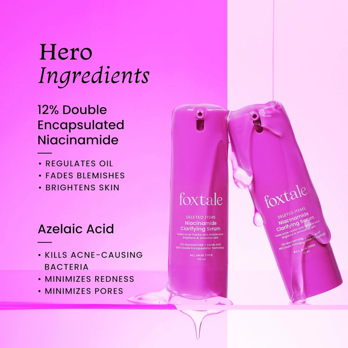 Foxtale 12% Niacinamide Face Serum with Azelaic Acid for Oil Control & Brightening | Reduces Acne, Blemishes & Acne Marks | Brightens & Smoothens Skin | Face Serum for Women & Men | 30 ml - Image 6