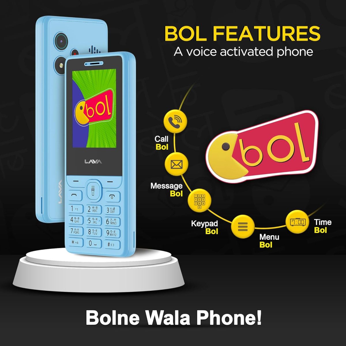 Lava A5 (2025) Dual SIM Keypad Mobile with 2.4'' Big Display | UPI Support, 1200mAh Battery | BOL Feature | Camera | Auto Call Recording | Glass Finish | and 7 Regional Languages - Blue - Image 4