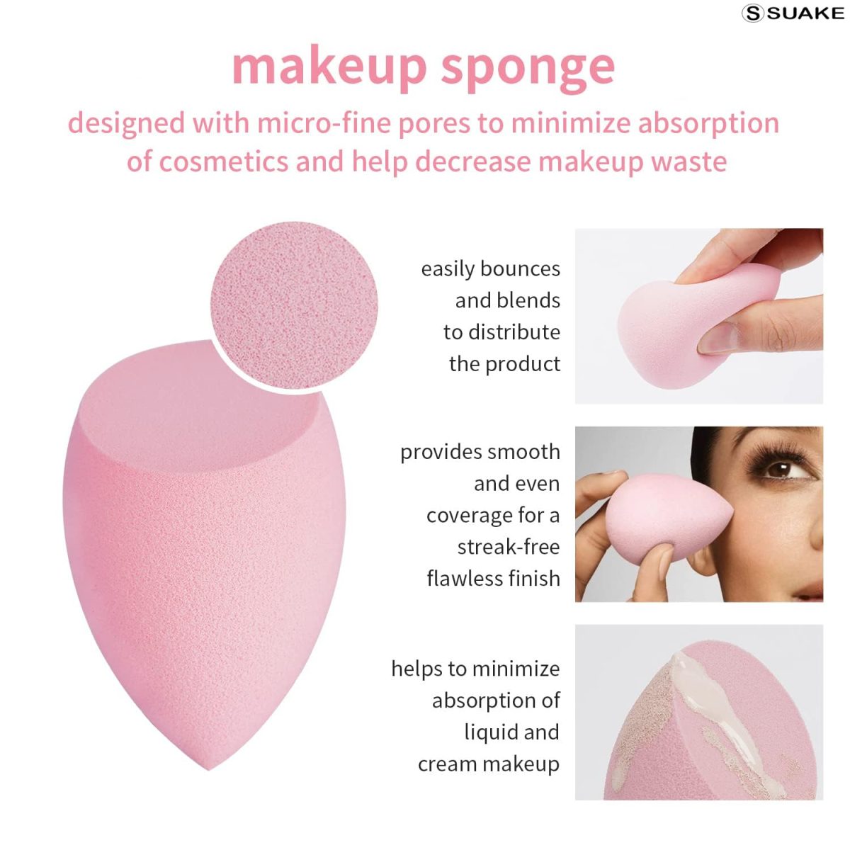 SUAKE 7in1 Professional Beauty Blender Set for Face Makeup | Makeup Sponges Set is suitable with Liquid & Creams | Sponge makeup is for all Skin Types & it is Soft Latex-Free Reusable & washable (Multicolor 4 Big + 3 Mini=7 Pcs) - Image 6