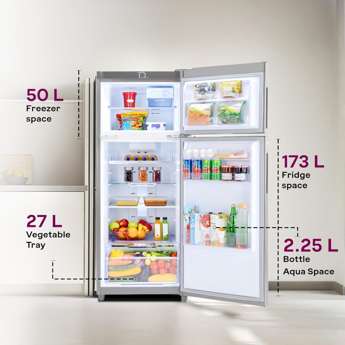 Godrej 223 L 3 Star Convertible Freezer 6-In-1, Nano Shield Technology, Inverter Frost Free Double Door Refrigerator(RT EONVALOR 260C RCIF ST RH, Steel Rush) - Image 6