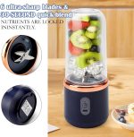Qlect Portable Blender Electric Juicers Fruit Mixers USB Rechargeable Smoothie Mini Personal Juicer 6 Blades 3Gears With 1500 Mah Rechargeable Battery-Smoothie Blender(Blue) - Image 4