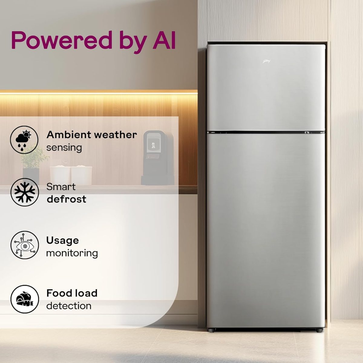 Godrej 223 L 3 Star Convertible Freezer 6-In-1, Nano Shield Technology, Inverter Frost Free Double Door Refrigerator(RT EONVALOR 260C RCIF ST RH, Steel Rush) - Image 2