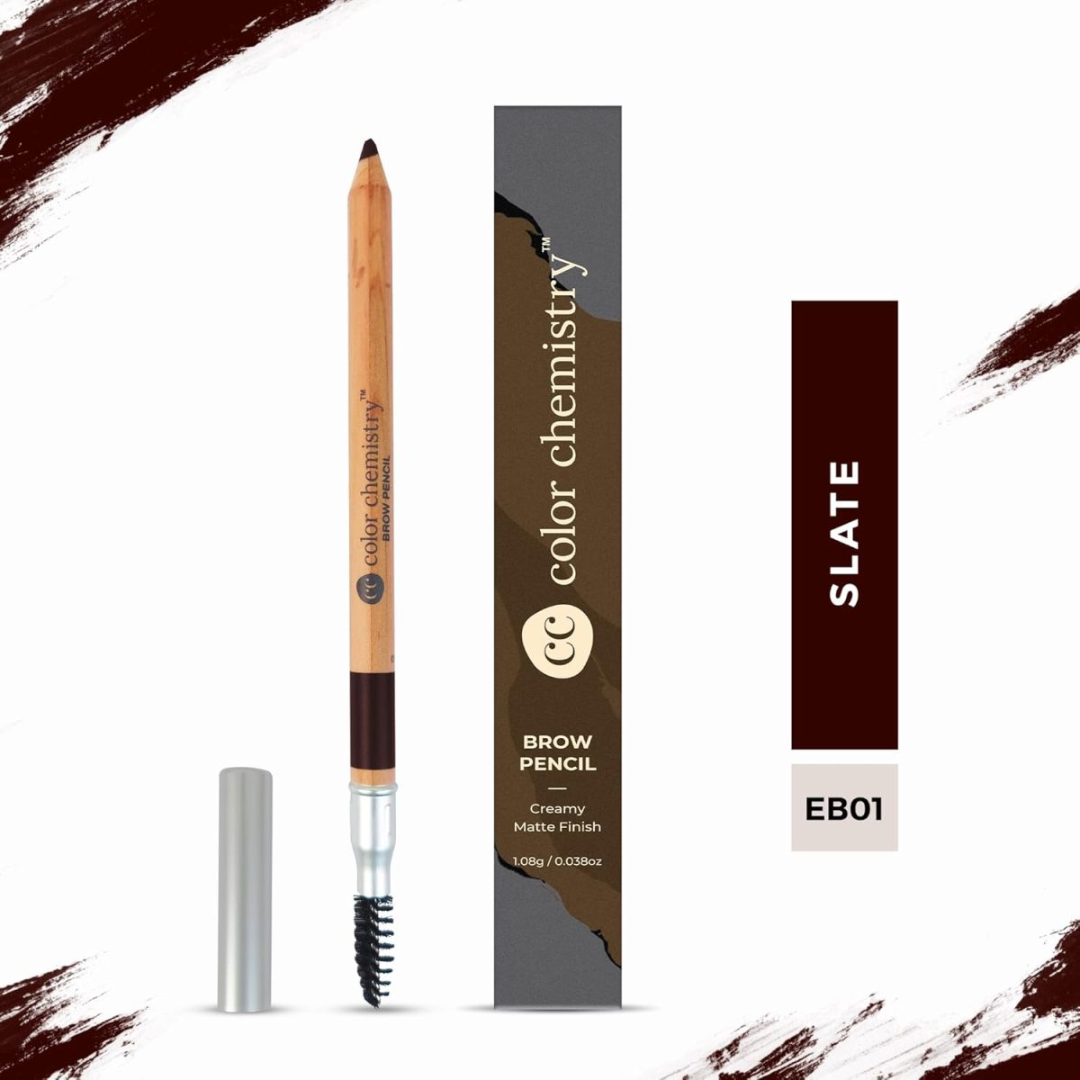 Color Chemistry Eyebrow Pencil SLATE EB01, 1.08 g | With Spoolie, Vegan Multi-use Eye Pencil, Outline, Shape and Fill Eyebrows - Image 3