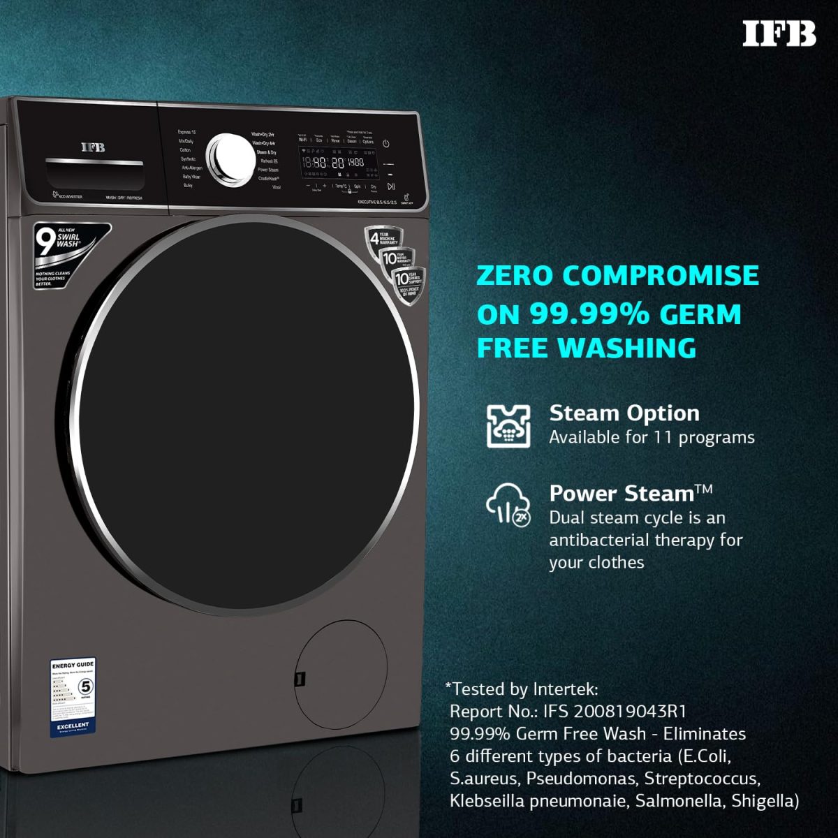 IFB Laundrimagic 3-in-1 8.5 Kg/6.5 Kg/2.5 Kg Inverter Washer Dryer Refresh (Executive ZXM, Mocha) - Image 3