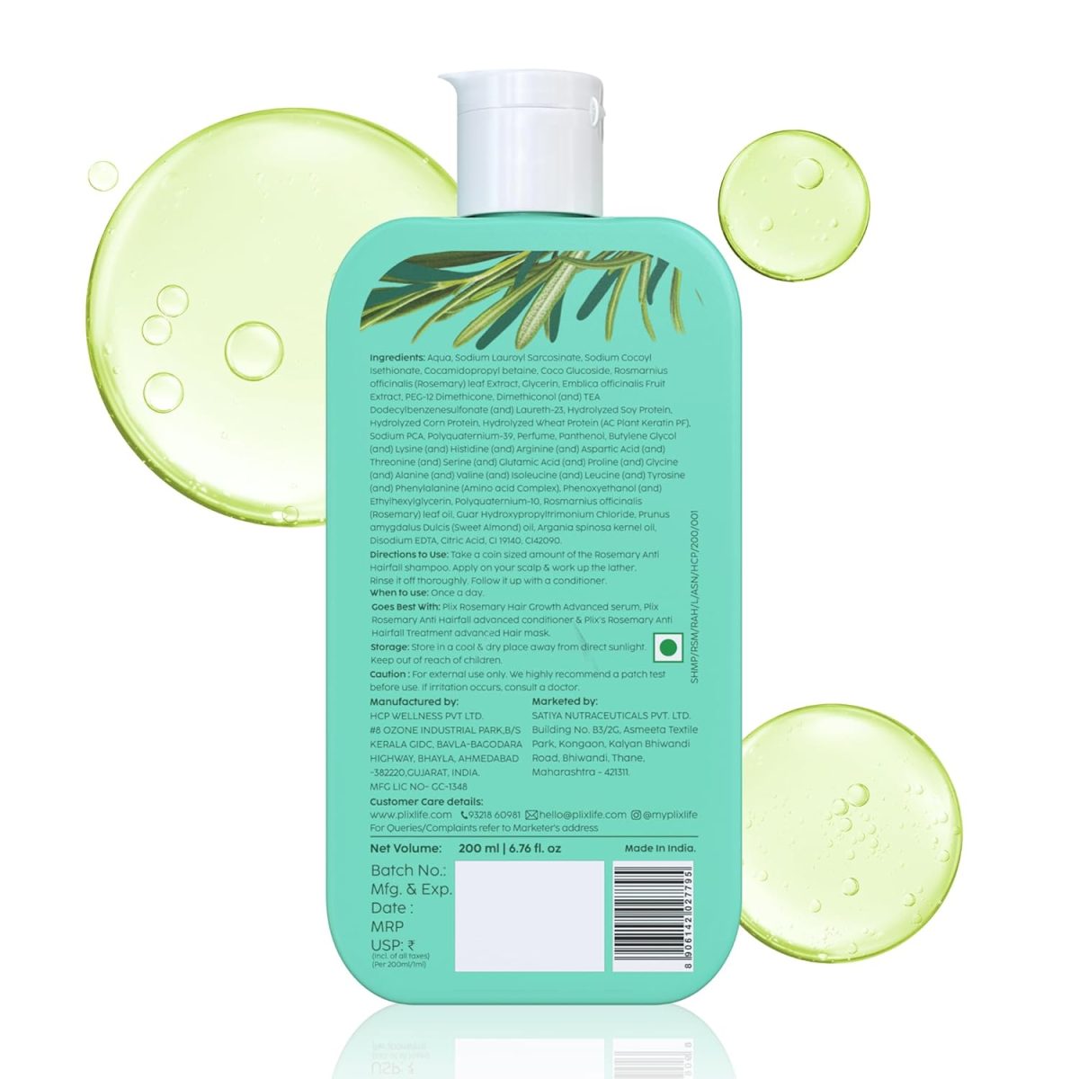 The Plant Fix Plix Rosemary Advanced Anti HairFall Shampoo for Decreases Hair Fall & Breakage - 200 ml | All Hair Types | Men & Women | Sulphate & Paraben Free - Image 2